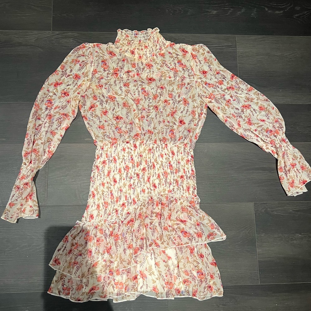 Floral High-Neck Ruffle Dress - Picture 2 of 3